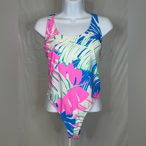 Sports Illustrated One Piece Swimsuit L Tropical Palm Print NWT